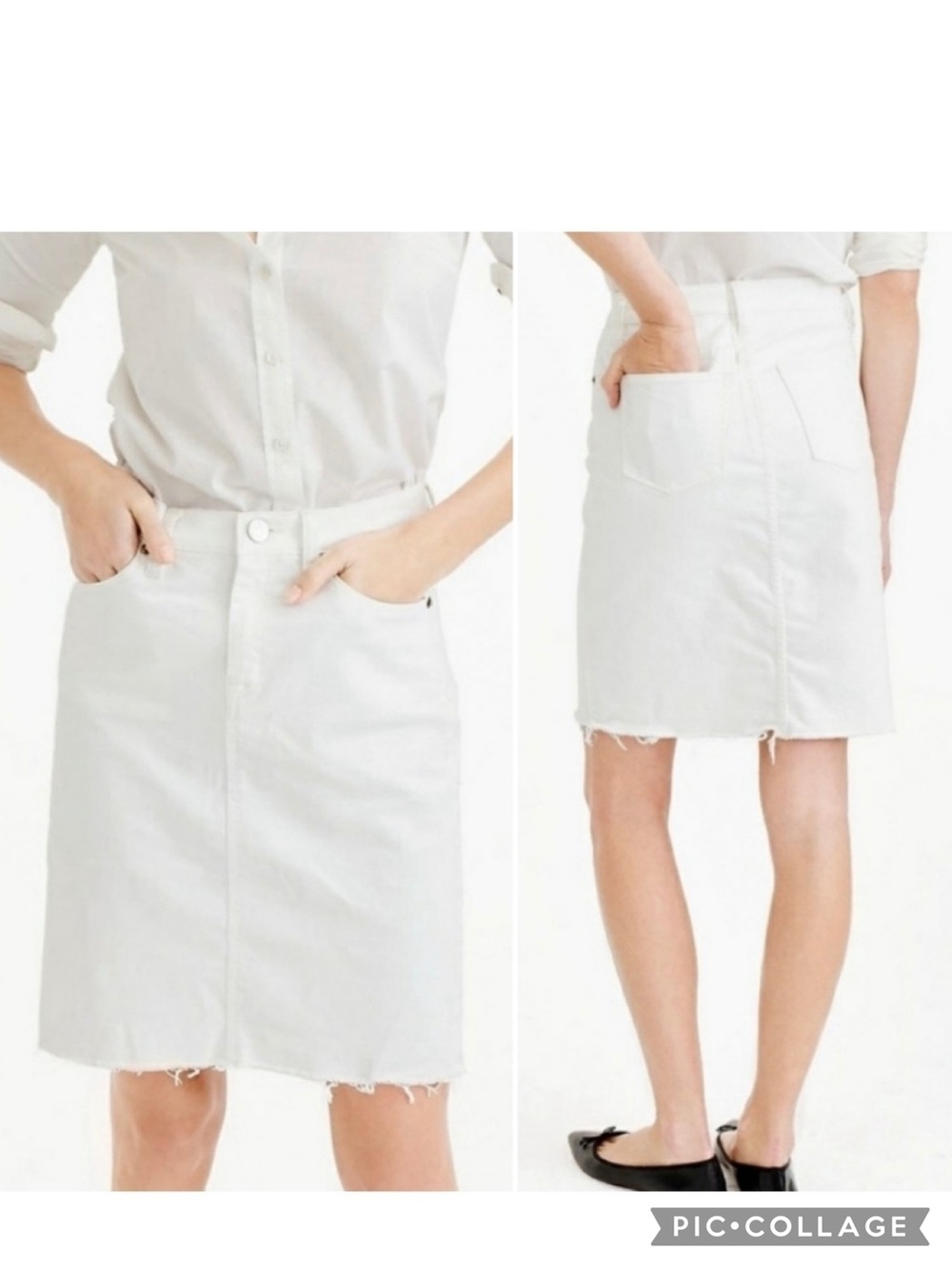 J. Crew White Raw Frayed Hem Denim Mini Skirt 30 Classic